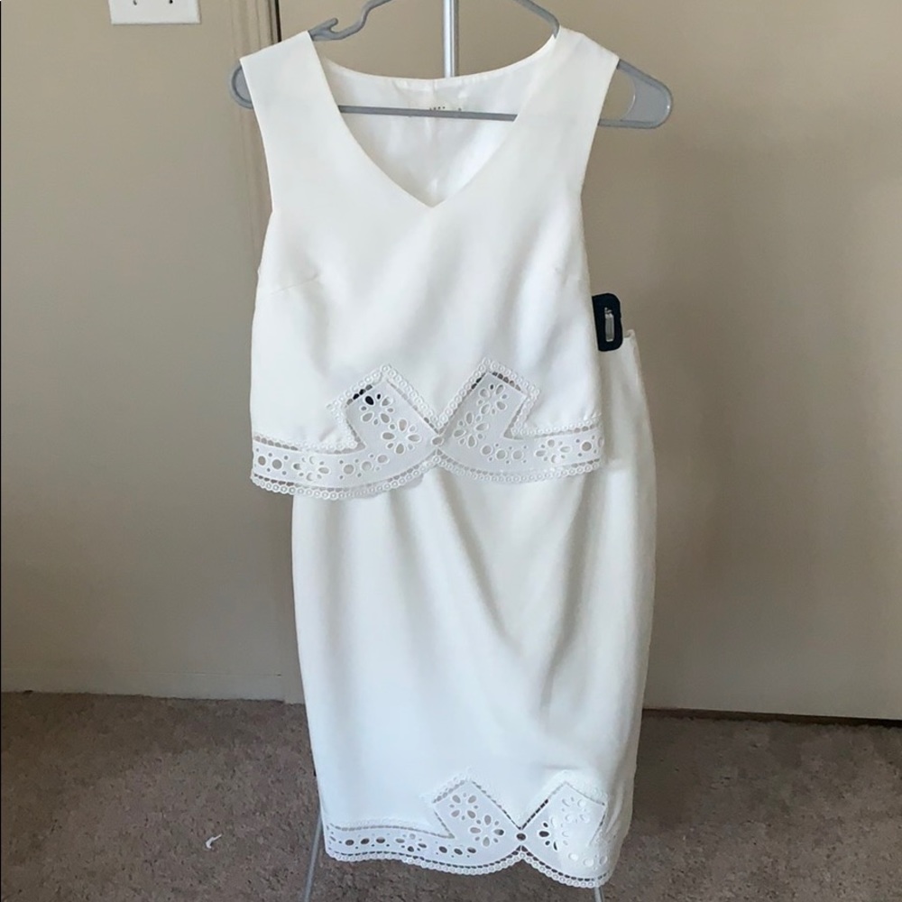 White LUNA crop top & skirt set